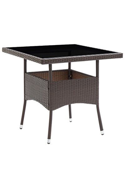 vidaxl Garden Dining Table Brown Poly Rattan