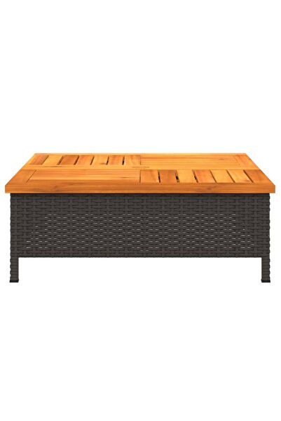 vidaxl Garden Table Black 70x70x25 cm Rattan and Acacia Wood