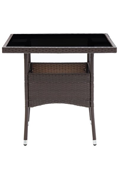 vidaxl Garden Dining Table Brown Poly Rattan