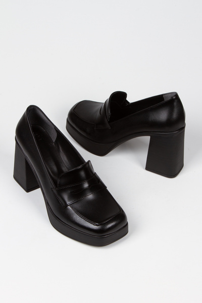 AYDOĞDU by ünal Черни дамски мокасини с висок ток