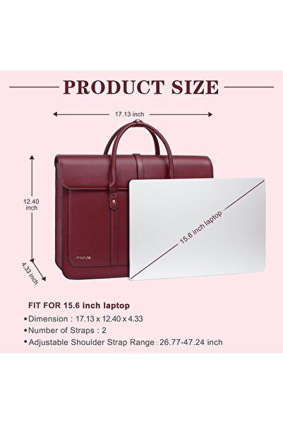 Mosiso Laptop Bag for Women, PU Leather Laptop Shoulder Convertible Backpack, Messenger Casual Handb