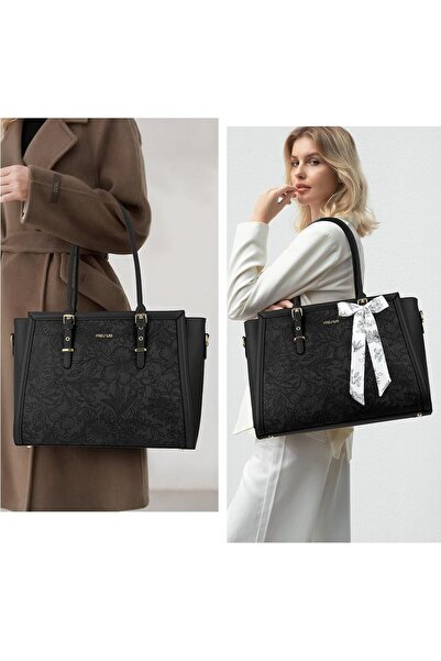 Mosiso حقيبة كمبيوتر محمول للنساء، حقيبة توت من جلد البولي يوريثان