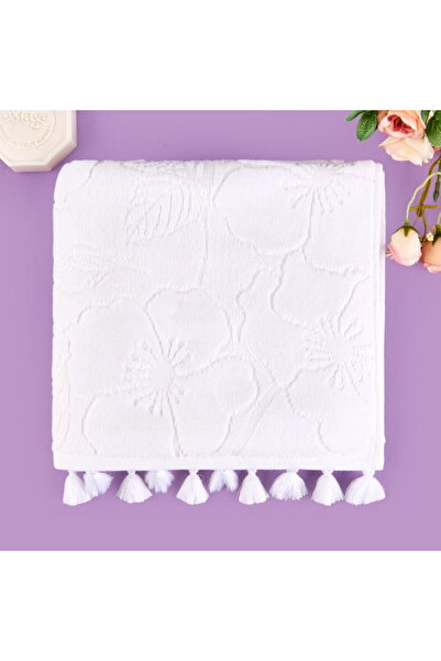 Evidea Prosop moale pentru față cu ciucuri - Ecru - 50x90 cm