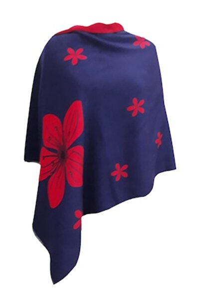 L-line fashion Sal dama, cu doua fete, bleumarin inchis-rosu, model floral