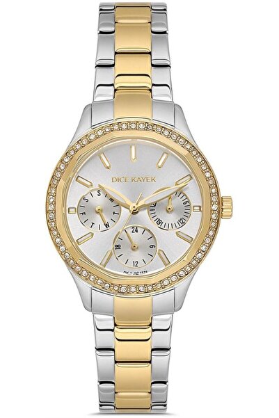Dice Kayek Dk.1.Ag1375.04 Stone Design Steel Band Steel Case 5 Atm Water Resistant Metallic-Gold R