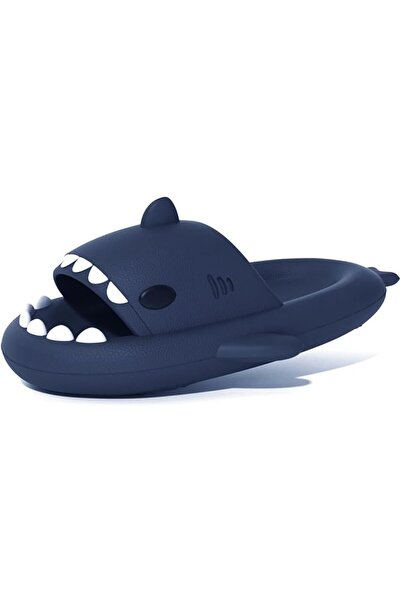 Flippy Shark Slippers, Unisex, EVA Foam, Thick Non-Slip Sole, Size 40-41, Dark Blue