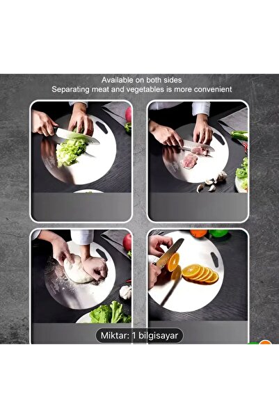 TURGAY AŞKIN TA COLLECTION Stainless Steel 30 Diameter Round Cutting Board fo...