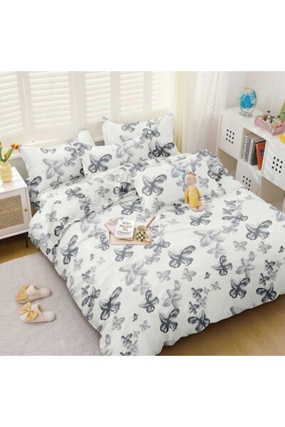 Casa de Vis Set lenjerie de pat dublu, bumbac satinat, 220 x 230 cm, 4 piese,...