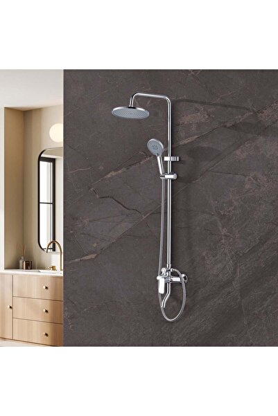 Danube Home Milano Curry Rain Shower Set | Chrome Finish | Adjustable Height ...
