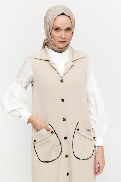 Setrms Leopar Biyeli Uzun Yelek