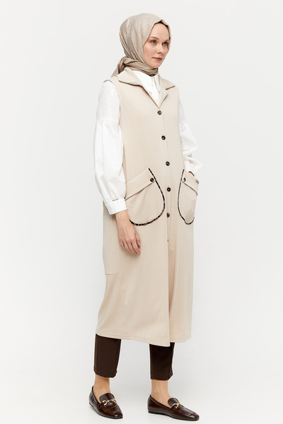 Setrms Leopar Biyeli Uzun Yelek