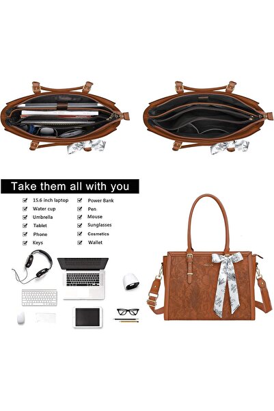 Mosiso حقيبة كمبيوتر محمول للنساء، حقيبة حمل من جلد البولي يوريثان، حقيبة كمبيوتر منقوشة من الأمام على شكل زهرة الكركديه مع سي