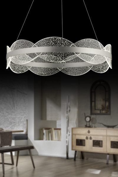 İstanbul Avize Merida 60'lık Gümüş Kumandalı 3 Renk Lüx Led Modern Ledli Avize