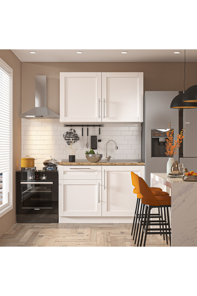 DEKOREX Pia Beyaz Serisi 120 Cm Beyaz Meşe Tezgahlı Hazır Mutfak Pb-120dav-mt