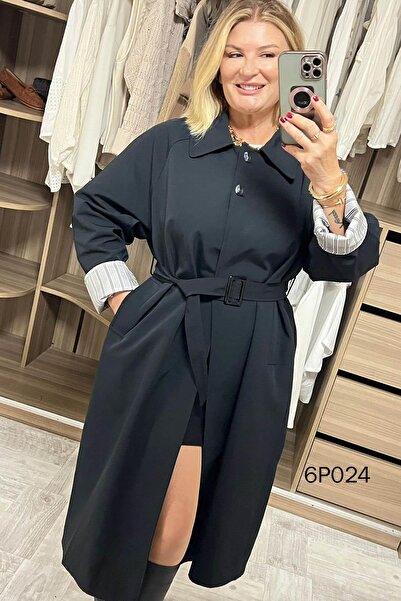 İnce Topuk Prive Series Button Detail Cotton Trench Coat 6P024