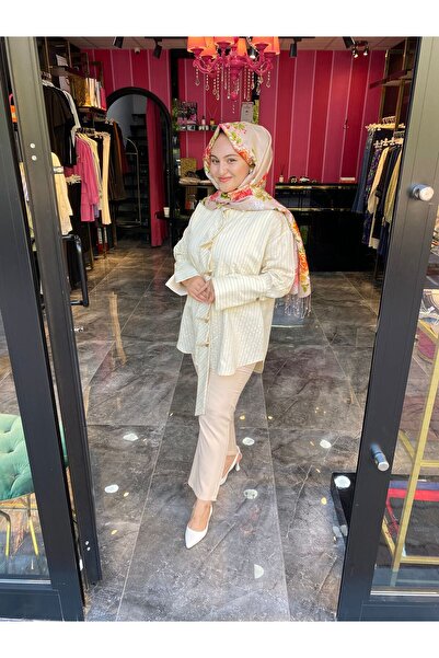 PRENSES ŞAL ASİMETRİK DÜĞMELİ GÖMLEK