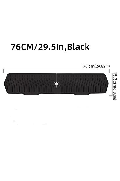 Choice1 بساط تجفيف الأطباق المصنوع من السيليكون الأسود الكبير جدًا مقاس 76 سم - غير قابل للانزلاق، قابل للطي، واقي من رذاذ الماء، سهل التنظيف، مقاس صغير