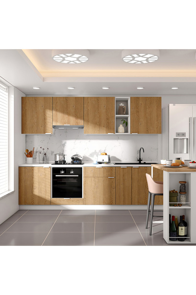 DEKOREX Alba Serisi 270 Cm. Aspiratör Ve Fırın Modüllü Hazır Mutfak Al-270asp