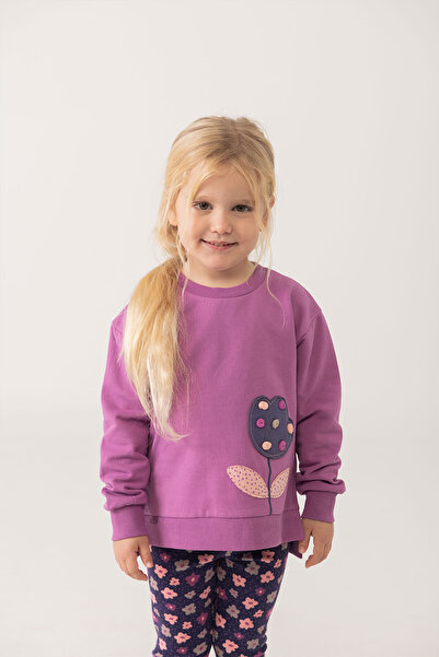 Boboli Kız Çocuk Çiçek Nakışlı Sweatshirt