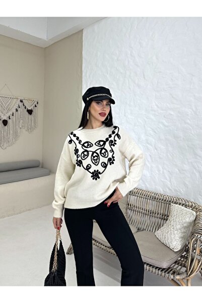 DİMA FASHİON سترة تريكو بتفاصيل منقوشة