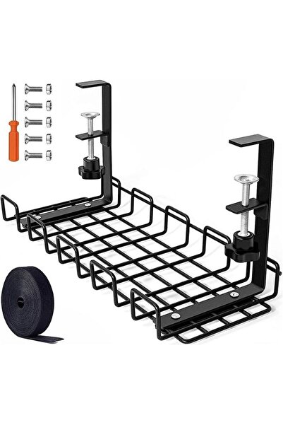 COOYA Under Desk Cord Organizer, Metal Wire Cable Holder for Offices, and Kitchens, No Need to Drill Holes