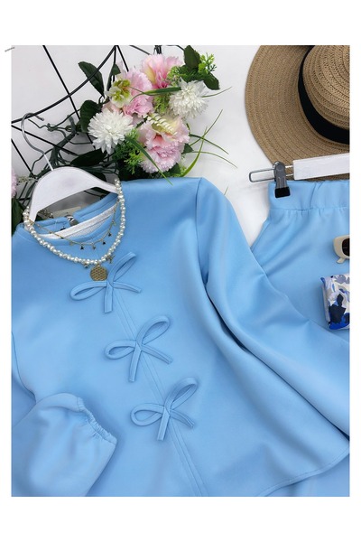 YEDİLALE Σετ δύο τεμαχίων με φιόγκο και τζιν φούστα