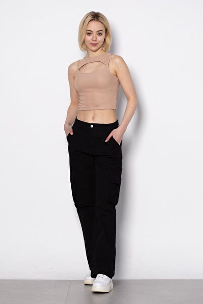 OIL PARK بنطلون كارجو نسائي واسع الساق للمواسم المختلفة