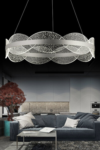 İstanbul Avize Merida 60'lık Gümüş Kumandalı 3 Renk Lüx Led Modern Ledli Avize