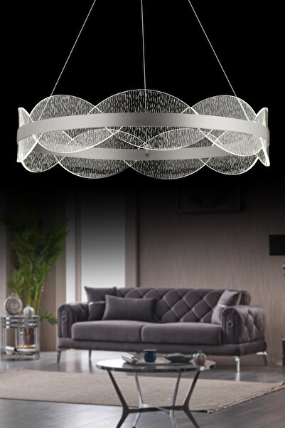 İstanbul Avize Merida 50'lık Gümüş Kumandalı 3 Renk Lüx Led Modern Ledli Avize