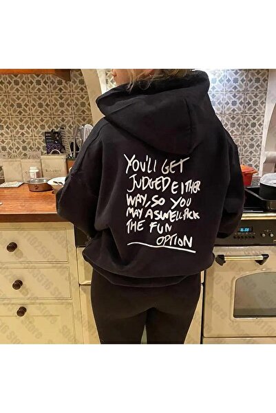 Le Savu Vă veți jucați de judecători cu imprimeu Culoare neagră cu glugă Swea...