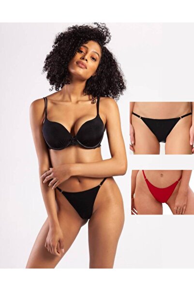 Snazzy Stop Kadın Siyah Küloş Şort Etek altı HALKALI ip lastikli string tanga...