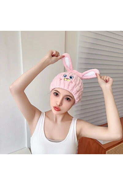Choice3 pink rabbit Cute Animal Hair Dry Hat Towel Quick Dry Shower Cap Stron...