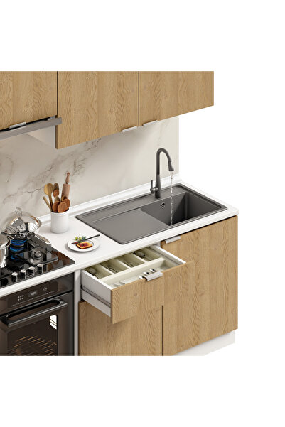 DEKOREX Alba Serisi 180 Cm Aspiratör Ve Fırın Modüllü Hazır Mutfak AL-180ASP