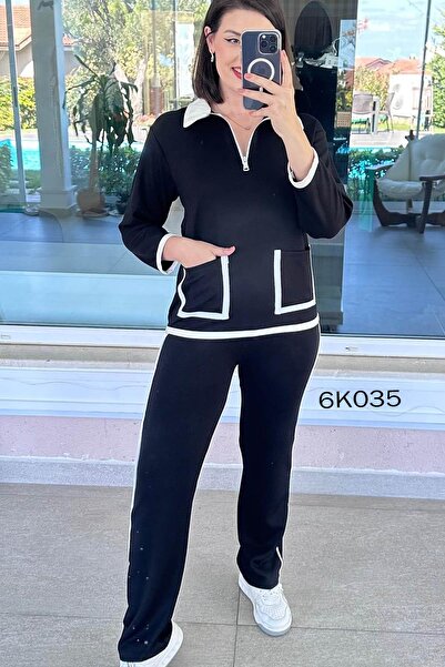 İnce Topuk Fermuarlı Önden Cepli Modal Takım 6k035