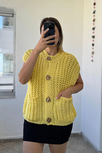 Kubos Moda Pocket Detail Wool Knit Yellow Vest