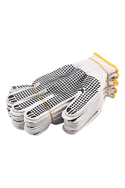 Lawazim Gloves - 5 Pairs 50g - Seamless Knit Work Gloves with Dotted Grip and Wrist Protection