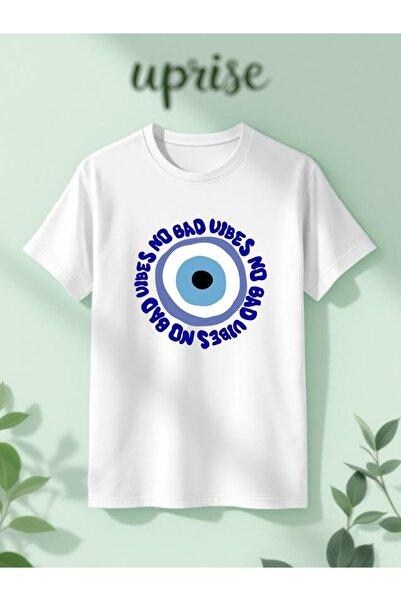 Vordevia Nazar Boncuğu No Bad Vibes cu imprimeu Bumbac supradimensionat tricou