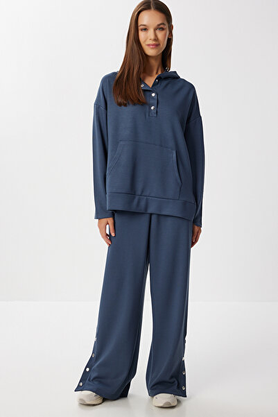 Lovelyİstanbul Snap Detailed Modal Top and Bottom Set Lby0010 Smoked