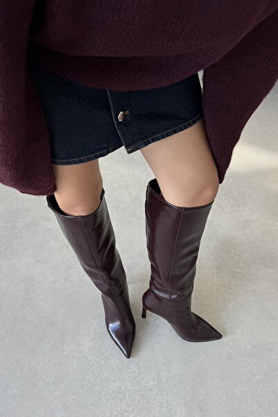 STRASWANS Γυναικείες μπότες από τσαλακωμένο δέρμα Judd Claret Red