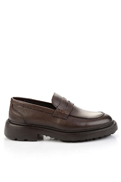Bambi Kahve Hakiki Deri Erkek Loafer Ayakkabı E01054200440