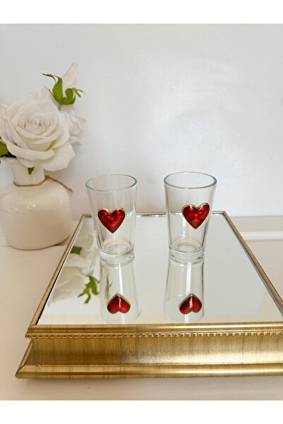 WERONY 2-Piece Coffee or Water Glass with Heart Shape, 100ml
