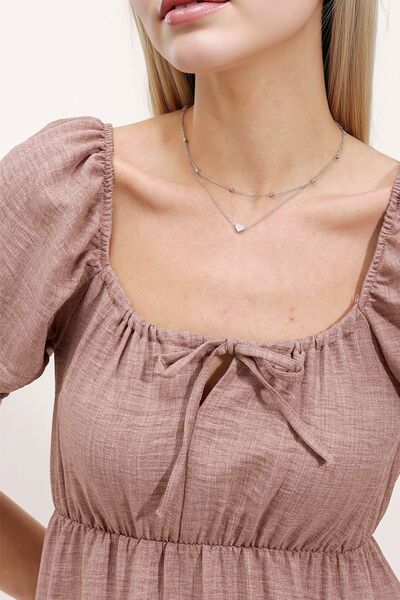 Hiccup Bdart Square Neck with Belt Short Mini Dress