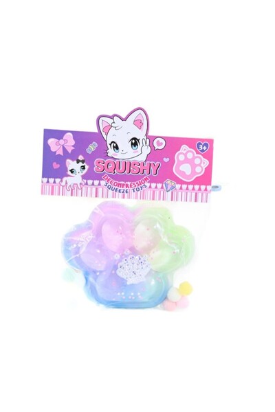 The Hub Jucarie Antistres Squishy, Labuta de Pisica Squeeze Toys, cu Revenire Lenta, 7.5 cm, Model 270531