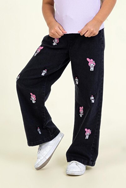 DMB BOYS & GIRLS Дмб момичешки панталони от деним с бродерия в цвят хром, за ...