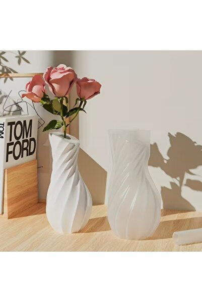 AnkaHobiMarket Çizgili İplikli Vazo Silikon Kalıp (S956)