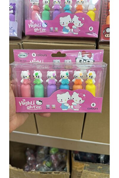 HEPBİMODA Hello Kitty Fosforlu Kalem Seti 6'lı Mini Kalem Seti