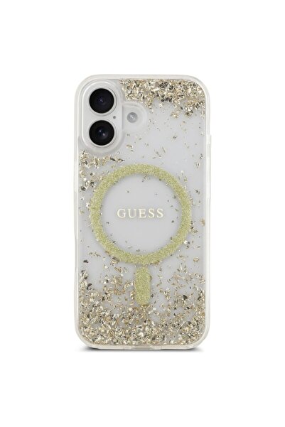 Guess iPhone 17 Resin Bottom Glitter MagSafe Case, Gold