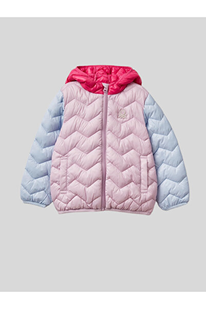 Benetton معطف ملون للفتيات من عمر 1-6 سنوات باللون الوردي