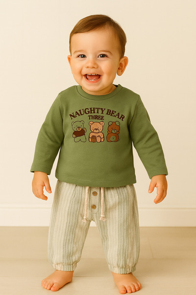 PİETRA BABY KİDS Bear Printed 100% Cotton Muslin Fabric Baby and Children's B...