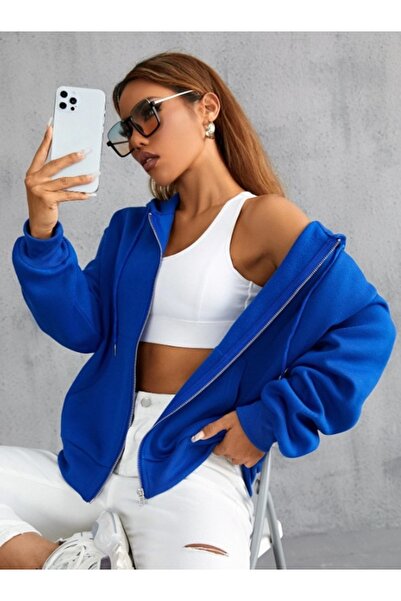 pandy Унісекс 2-нитковий шардонський кардиган з кишенями-кенгуру, капюшоном і застібкою-блискавкою / Світшот